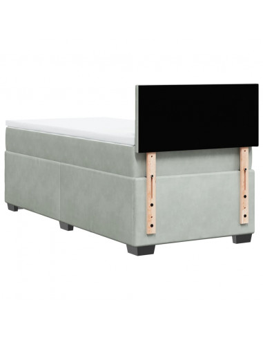 Giroletto a Molle con Materasso Grigio Chiaro 100x200cm Velluto