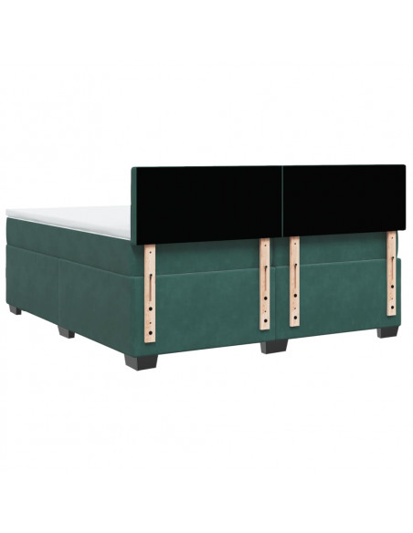 Giroletto a Molle con Materasso Verde Scuro 200x200 cm Velluto