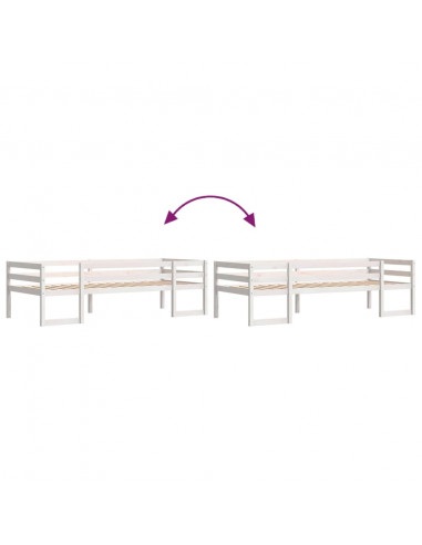 Giroletto per Bambini Bianco 80x200cm in Legno Massello di Pino