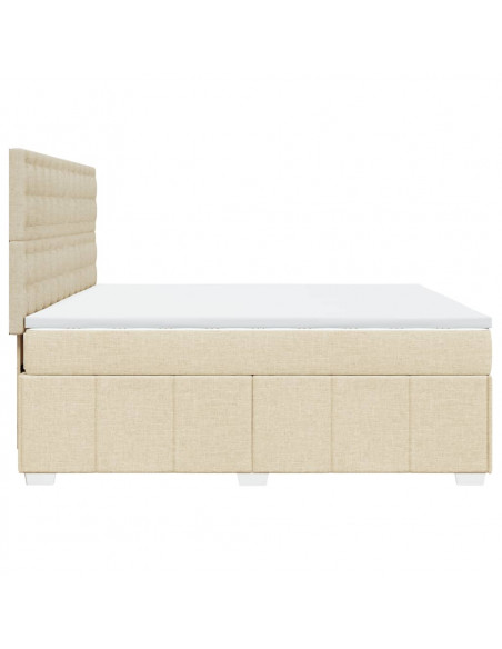 Giroletto a Molle con Materasso Crema 180x200 cm in Tessuto