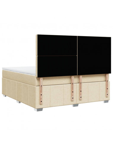 Giroletto a Molle con Materasso Crema 180x200 cm in Tessuto