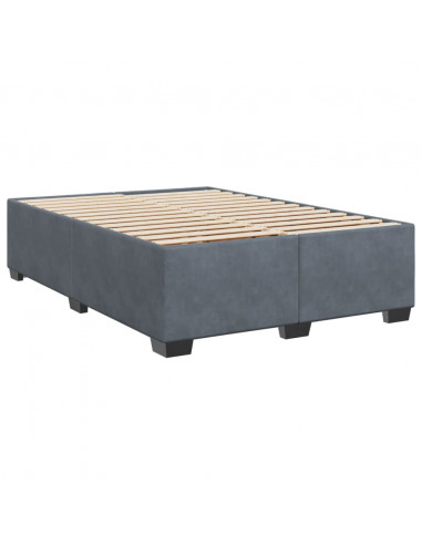 Giroletto a Molle con Materasso Grigio Scuro 140x190 cm Velluto