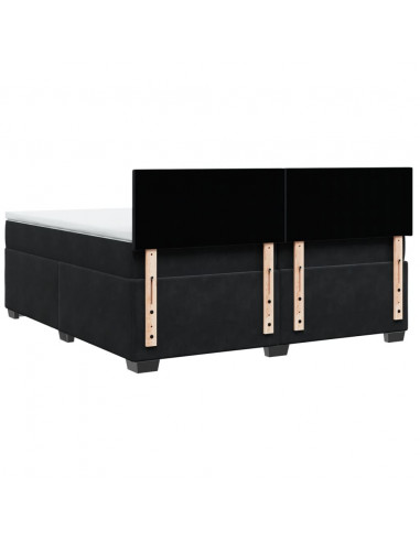 Giroletto a Molle con Materasso Nero 200x200 cm in Velluto