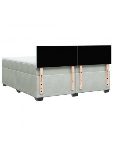 Giroletto a Molle con Materasso Grigio Chiaro 200x200cm Velluto