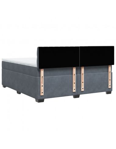 Giroletto a Molle con Materasso Grigio Scuro 200x200 cm Velluto