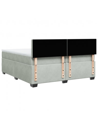 Giroletto a Molle con Materasso Grigio Chiaro 200x200cm Velluto