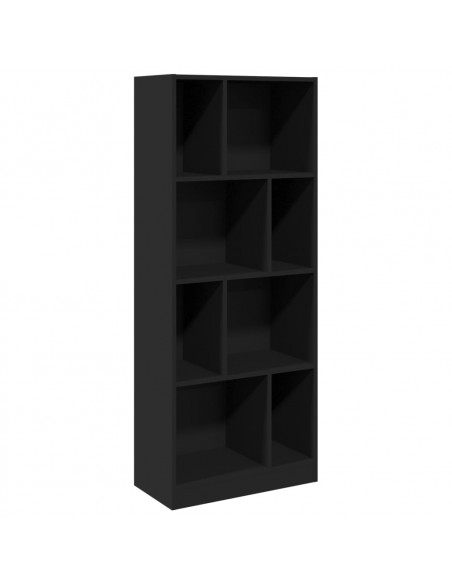 Libreria Nera 57x28,5x141 cm in Legno Multistrato