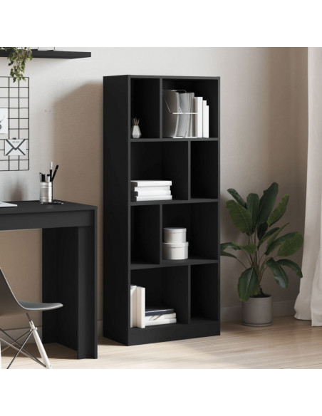 Libreria Nera 57x28,5x141 cm in Legno Multistrato