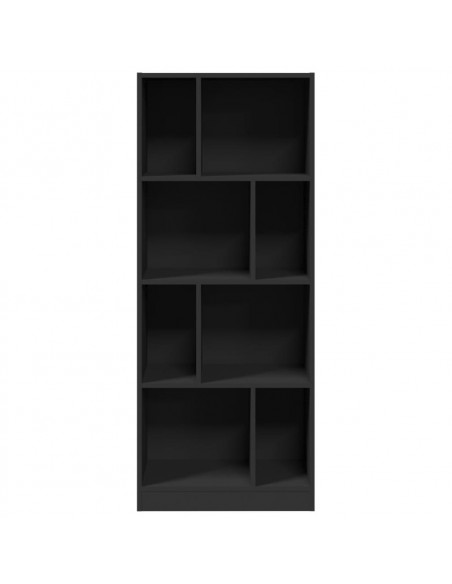 Libreria Nera 57x28,5x141 cm in Legno Multistrato