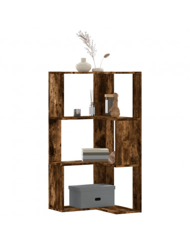 Libreria Angolare 3Ripiani Rovere Fumo 50x50x102 cm Multistrato