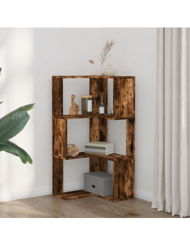 Libreria Angolare 3Ripiani Rovere Fumo 50x50x102 cm Multistrato
