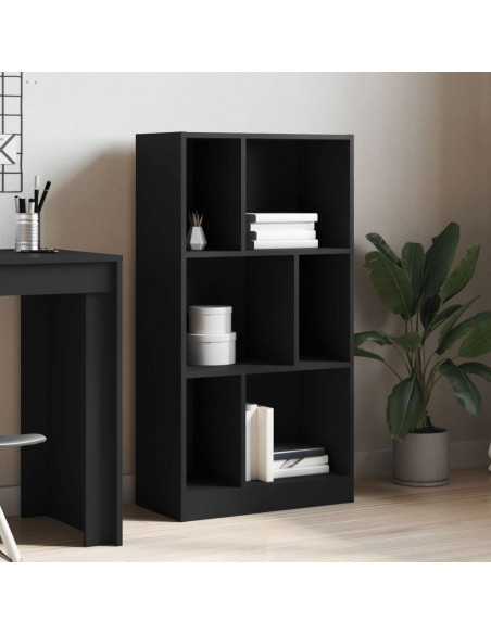 Libreria Nera 57x28,5x107,5 cm in Legno Multistrato