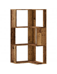 Libreria Angolare 3 Ripiani Legno Vecchio 50x50x102 cm Legno 2