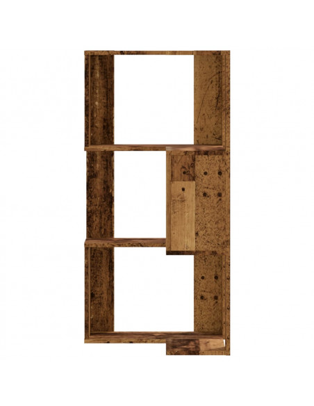 Libreria Angolare 3 Ripiani Legno Vecchio 50x50x102 cm Legno