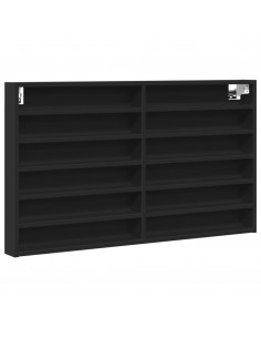Armadietto con Vetrina Nero 100x8,5x58 cm in Legno Multistrato 2