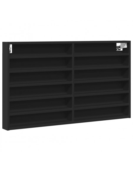 Armadietto con Vetrina Nero 100x8,5x58 cm in Legno Multistrato