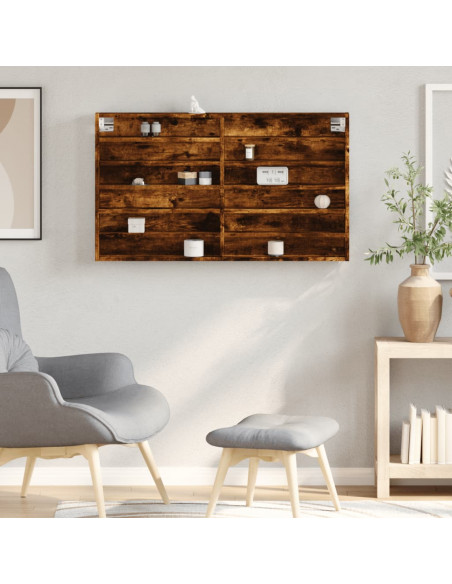 Armadietto Vetrina Rovere Fumo 100x8,5x58 cm Legno Multistrato