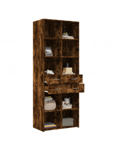 Credenza Rovere Fumo 70x42,5x185 cm in Legno Multistrato