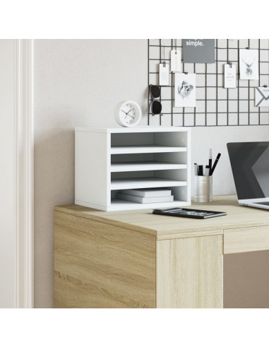 Organizer per la Scrivania Bianco 36x26x29,5 cm in Multistrato