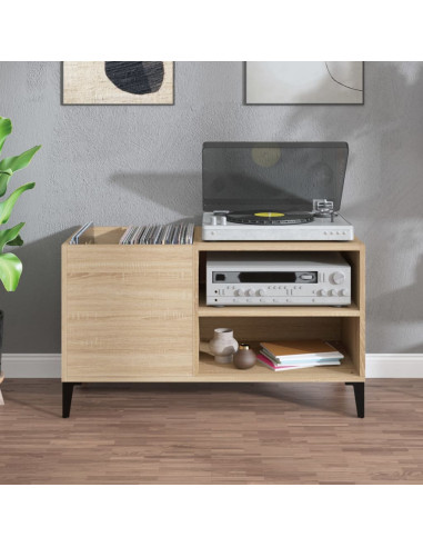 Mobile Porta Dischi Rovere Sonoma 84,5x38x48 Legno Multistrato