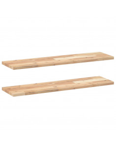 Mensole da Parete 2 pz 100x20x2 cm Legno Acacia Non Trattato 2