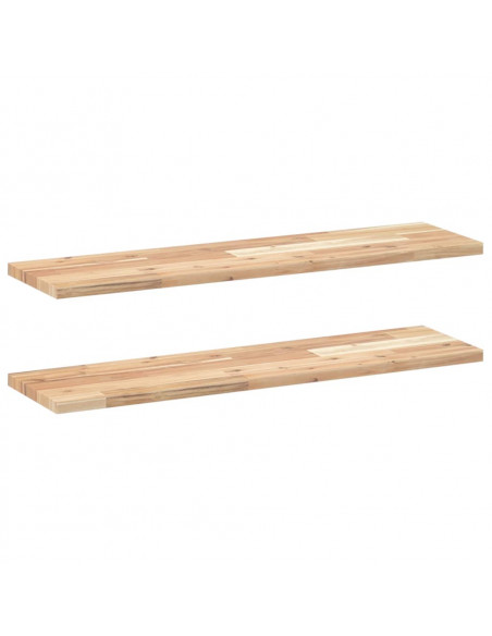 Mensole da Parete 2 pz 100x20x2 cm Legno Acacia Non Trattato