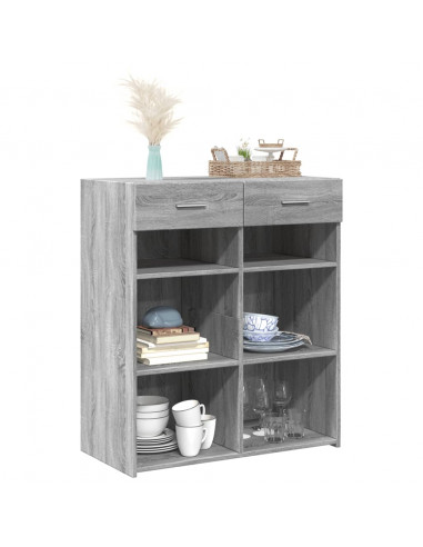 Credenza Grigio Sonoma 80x42,5x93 cm in Legno Multistrato