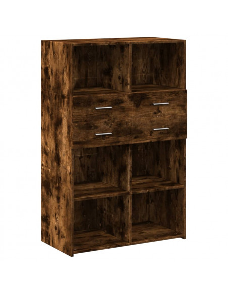 Credenza Rovere Fumo 80x42,5x124 cm in Legno Multistrato