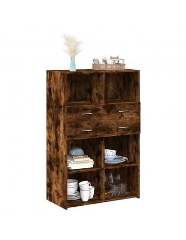 Credenza Rovere Fumo 80x42,5x124 cm in Legno Multistrato