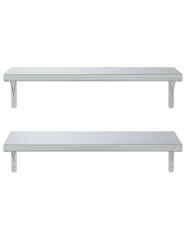 Mensole a Muro 2 pz 75x30 cm Argento in Acciaio Inossidabile