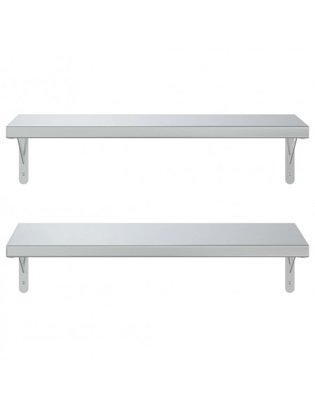 Mensole a Muro 2 pz 75x30 cm Argento in Acciaio Inossidabile