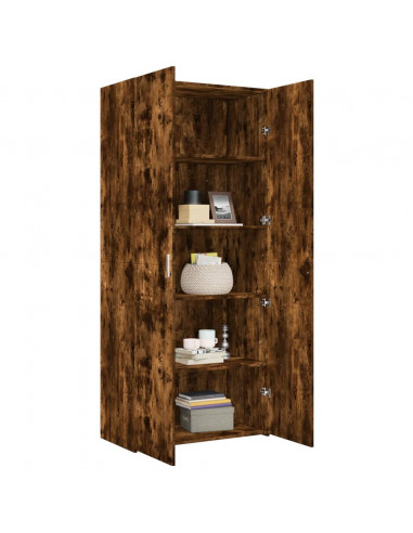 Credenza Rovere Fumo 80x42,5x185 cm in Legno Multistrato