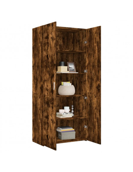 Credenza Rovere Fumo 80x42,5x185 cm in Legno Multistrato