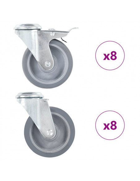 Ruote Girevoli con Foro per Bullone 16 pz 100 mm