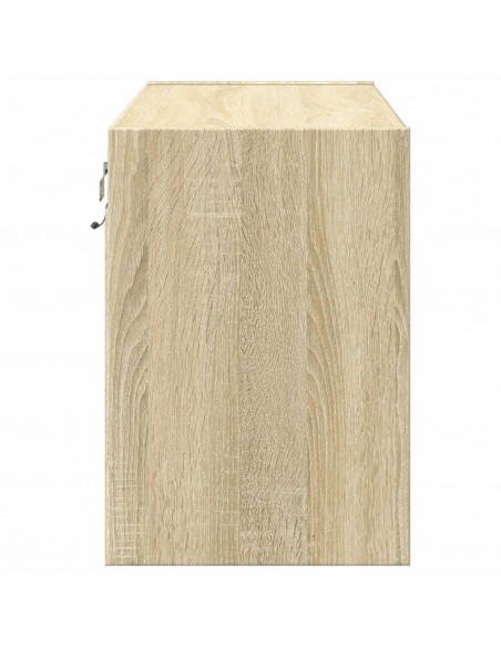 Mobile TV a Parete con Luci LED Rovere Sonoma 80x31x45 cm