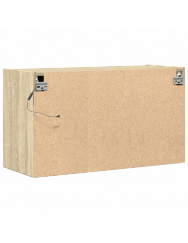 Mobile TV a Parete con Luci LED Rovere Sonoma 80x31x45 cm