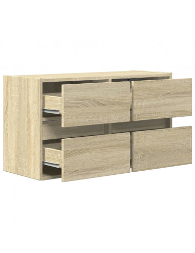 Mobile TV a Parete con Luci LED Rovere Sonoma 80x31x45 cm