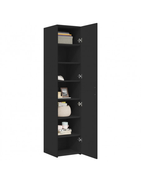 Credenza Nera 40x42,5x185 cm in Legno Multistrato