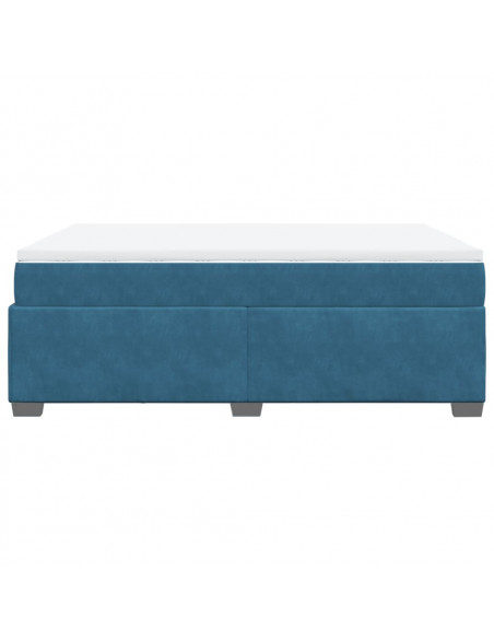 Giroletto a Molle con Materasso Blu Scuro 140x200 cm in Velluto