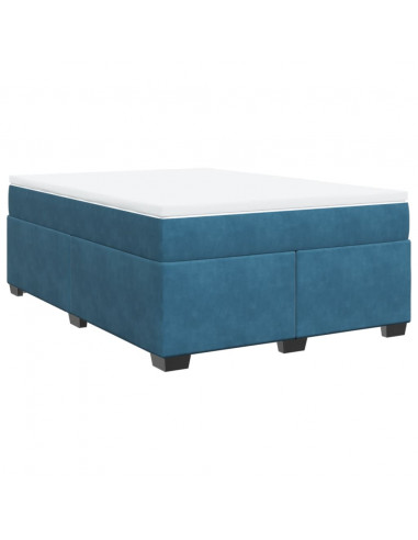 Giroletto a Molle con Materasso Blu Scuro 140x200 cm in Velluto