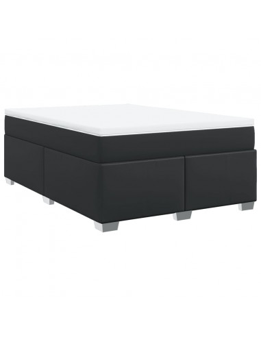 Giroletto a Molle con Materasso Nero 140x200 cm in Similpelle