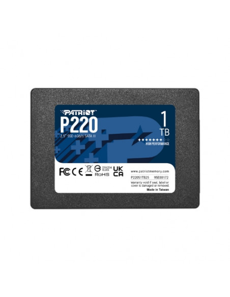 SSD PATRIOT  1TB P220 2.5" SATA3 READ:550MB/WRITE:500 MB/S - P220S1TB25