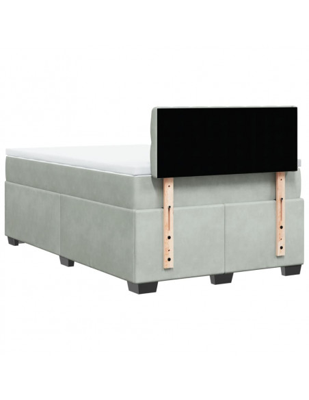 Giroletto a Molle con Materasso Grigio Chiaro 120x200cm Velluto