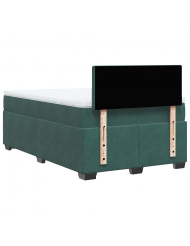 Giroletto a Molle con Materasso Verde Scuro 120x200 cm Velluto