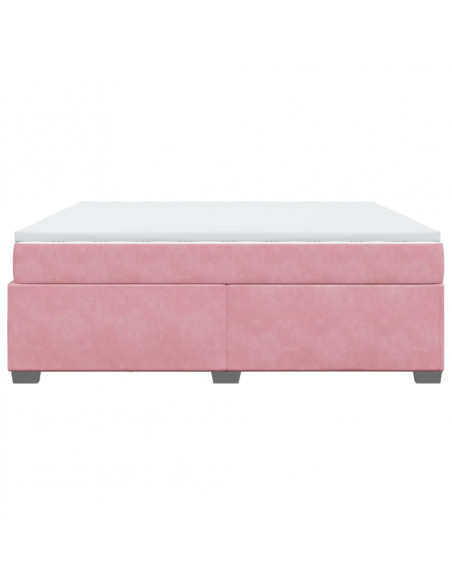 Giroletto a Molle con Materasso Rosa 180x200 cm in Velluto