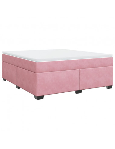 Giroletto a Molle con Materasso Rosa 180x200 cm in Velluto