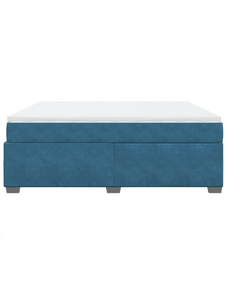 Giroletto a Molle con Materasso Blu Scuro 180x200 cm in Velluto