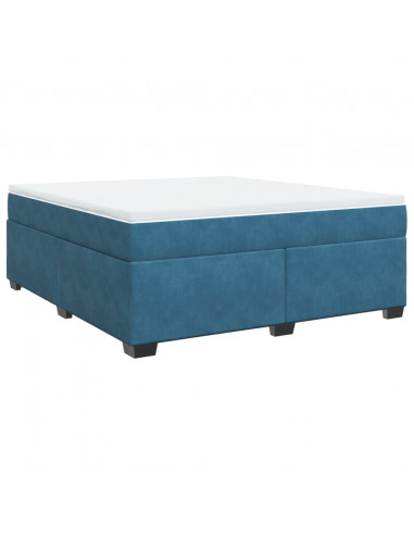 Giroletto a Molle con Materasso Blu Scuro 180x200 cm in Velluto