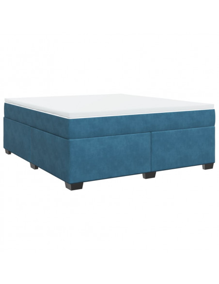 Giroletto a Molle con Materasso Blu Scuro 180x200 cm in Velluto