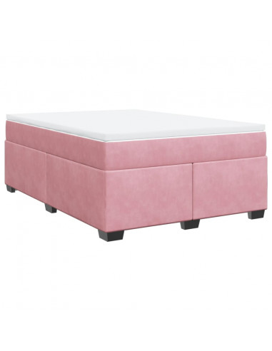 Giroletto a Molle con Materasso Rosa 140x200 cm in Velluto